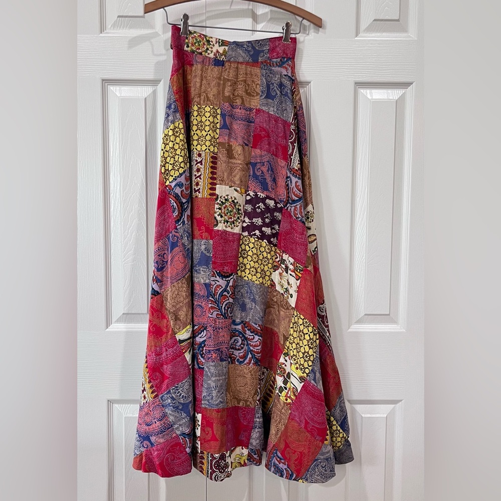 Vintage Handmade Patchwork Maxi Skirt Multicolor … - image 1